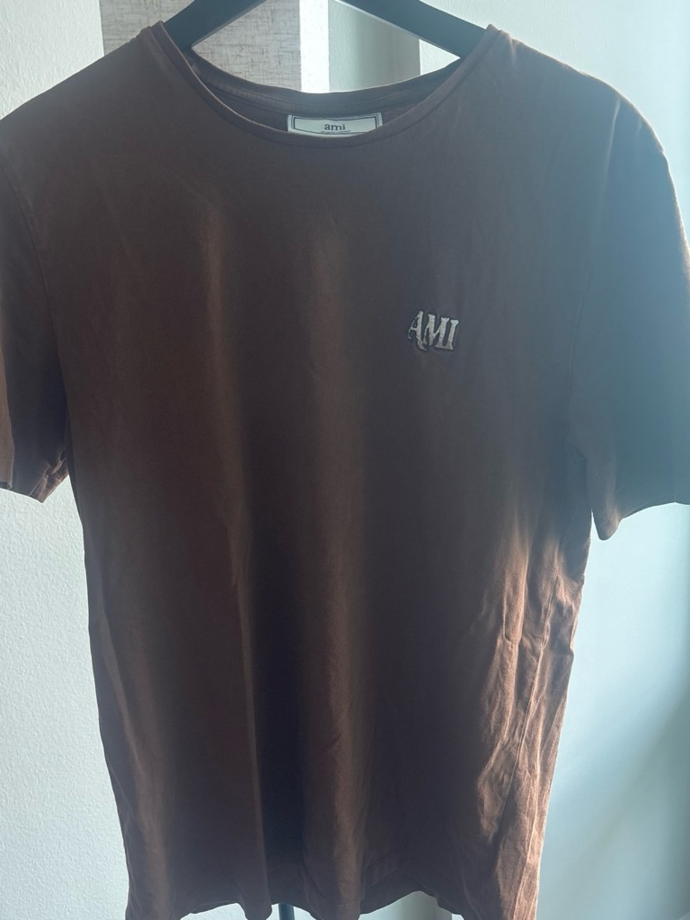 Ami Men’s Brown Short Sleeve Logo Tee